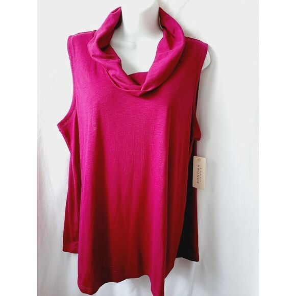 Sonoma Tops - Sonoma lifestyle fuchsia berry NWT turtleneck XL sleeveless top